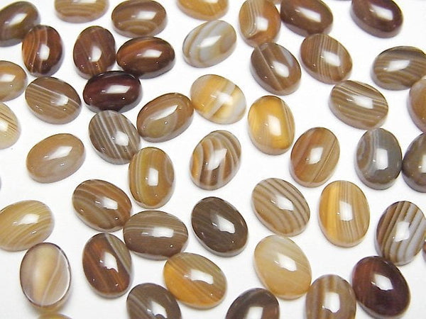 [Video] Brown Striped Agate AAA Oval Cabochon 8x6mm 5pcs