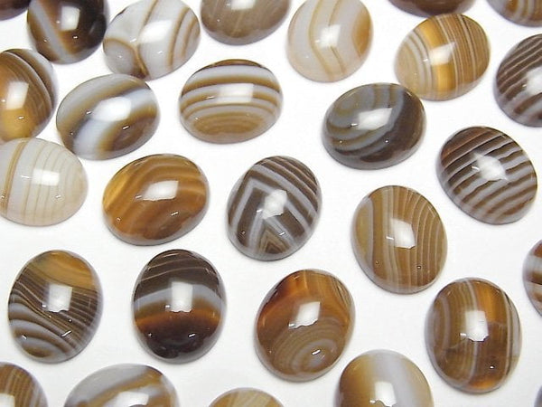 [Video] Brown Striped Agate AAA Oval Cabochon 12x10mm 4pcs