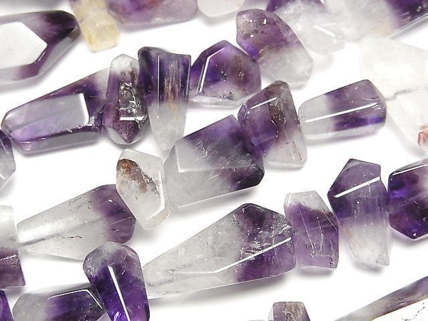 [Video] Amethyst x Crystal Faceted Nugget half or 1strand beads (aprx.15inch/36cm)