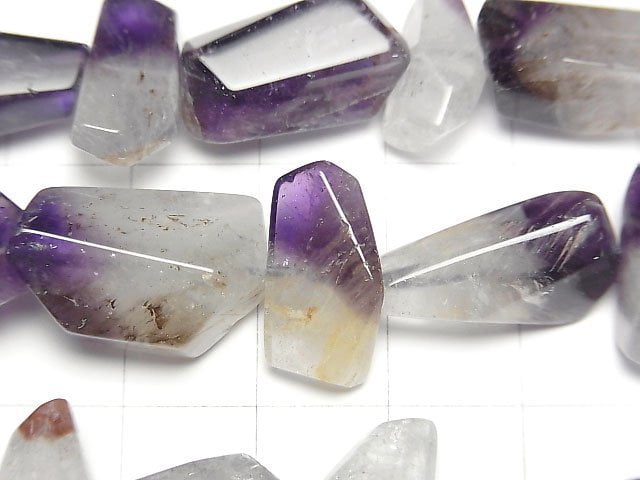 [Video] Amethyst x Crystal Faceted Nugget half or 1strand beads (aprx.15inch/36cm)