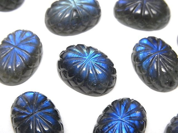 [Video]Labradorite AAA- Carved Oval Cabochon 18x13mm 1pc