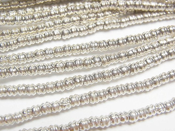 Karen Silver Patterned Roundel 2.5x2.5x2mm 1/4 or 1strand beads (aprx.28inch/69cm)