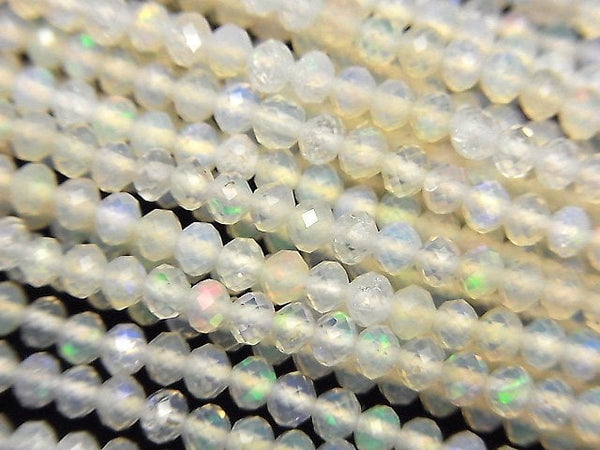 [Video]High Quality! Ethiopian Opal AA++ Faceted Button Roundel half or 1strand beads (aprx.12inch/30cm)