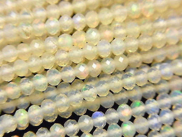 [Video]High Quality! Ethiopian Opal AA++ Faceted Button Roundel half or 1strand beads (aprx.12inch/30cm)