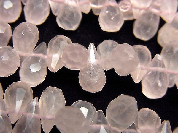 [Video]High Quality Rose Quartz AA++ Drop Faceted Briolette 1strand beads (aprx.13inch/32cm)