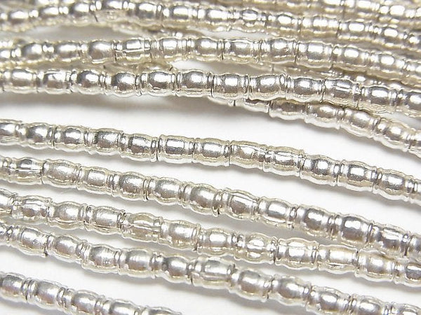 Karen Silver Patterned Roundel 3x3x2.5mm White Silver 1/4 or 1strand beads (aprx.28inch/69cm)
