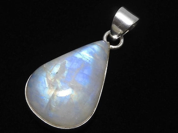 [Video][One of a kind] High Quality Rainbow Moonstone AA++ Pendant Silver925 NO.1
