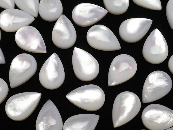 [Video] High Quality White Shell (Silver-lip Oyster)AAA Pear shape Cabochon 12x8mm 3pcs