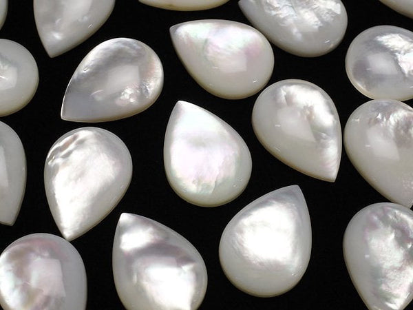 [Video] High Quality White Shell (Silver-lip Oyster)AAA Pear shape Cabochon 18x13mm 2pcs