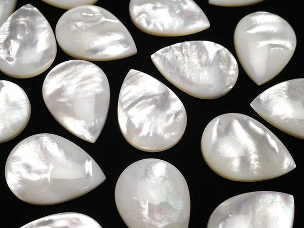 [Video] High Quality White Shell (Silver-lip Oyster)AAA Pear shape Cabochon 25x18mm 1pc