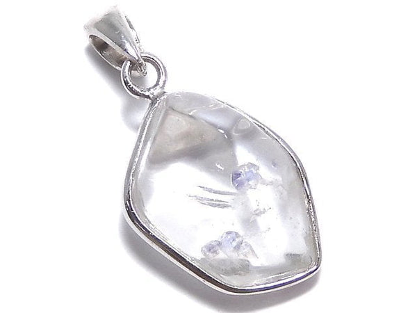 [Video][One of a kind] Fluorite in Quartz Faceted Nugget Pendant Silver925 NO.22