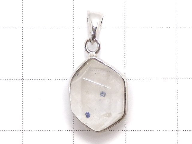 [Video][One of a kind] Fluorite in Quartz Faceted Nugget Pendant Silver925 NO.28