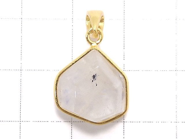 [Video][One of a kind] Fluorite in Quartz Faceted Nugget Pendant 18KGP NO.37