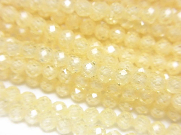 [Video] High Quality! Cubic Zirconia AAA Faceted Round 3mm [Yellow] 1strand beads (aprx.14inch/35cm)