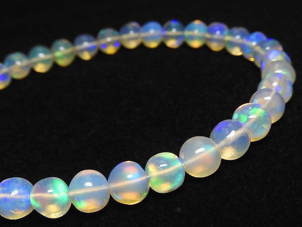 [Video][One of a kind] High Quality Ethiopian Opal AAA- Round 5mm Bracelet NO.2