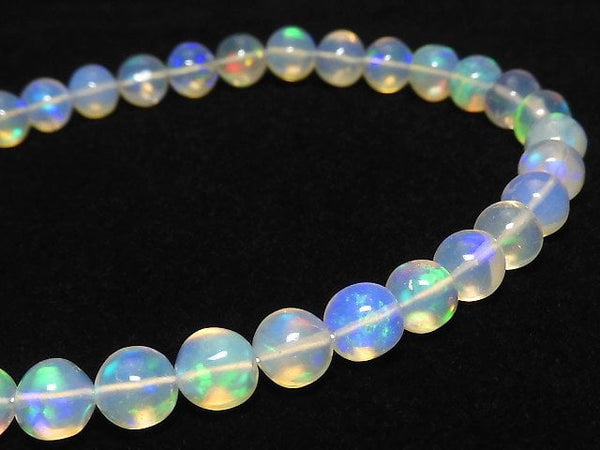 [Video][One of a kind] High Quality Ethiopian Opal AAA- Round 5.5mm Bracelet NO.5