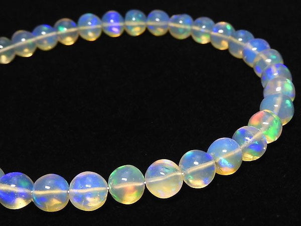 [Video][One of a kind] High Quality Ethiopian Opal AAA- Round 5.5mm Bracelet NO.7