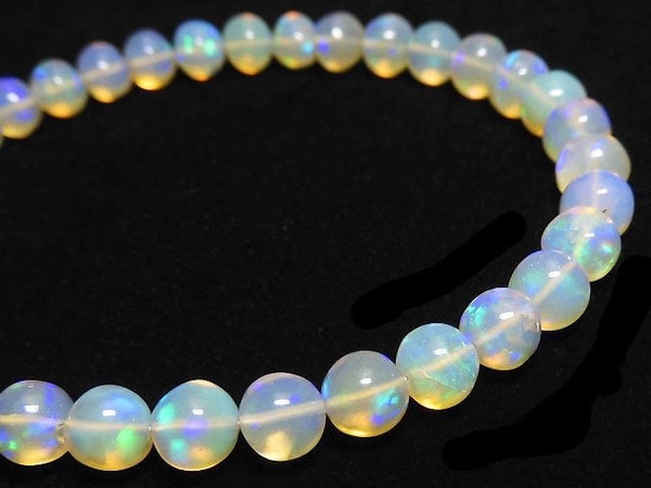 [Video][One of a kind] High Quality Ethiopian Opal AAA- Round 5.5mm Bracelet NO.11