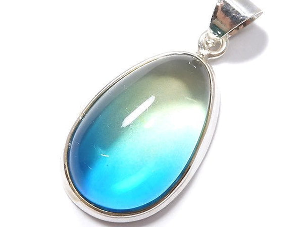 [Video][One of a kind] Blue color Amber Pendant Silver925 NO.65