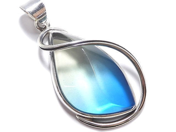 [Video][One of a kind] Blue color Amber Pendant Silver925 NO.66