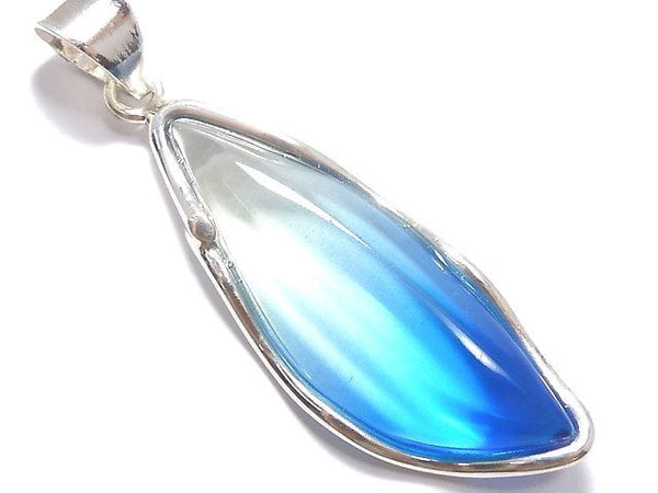 [Video][One of a kind] Blue color Amber Pendant Silver925 NO.67