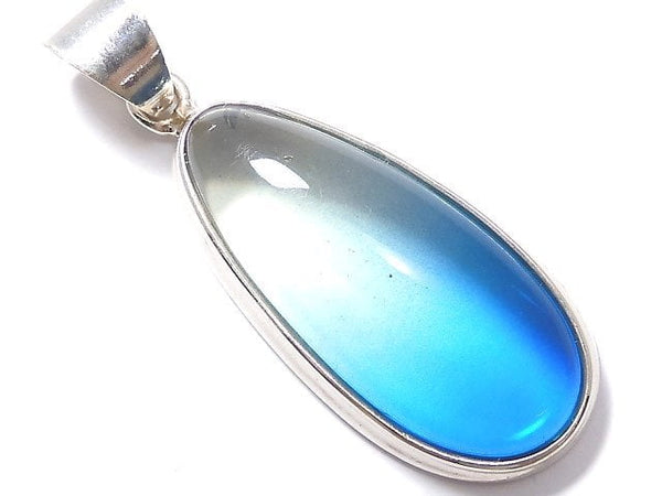 [Video][One of a kind] Blue color Amber Pendant Silver925 NO.72