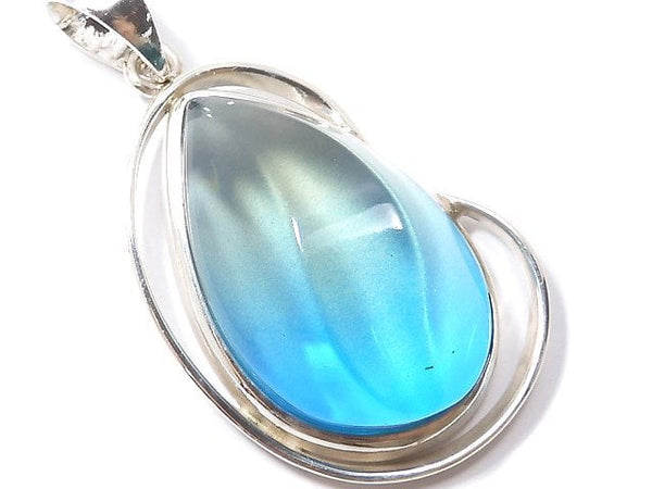 [Video][One of a kind] Blue color Amber Pendant Silver925 NO.74