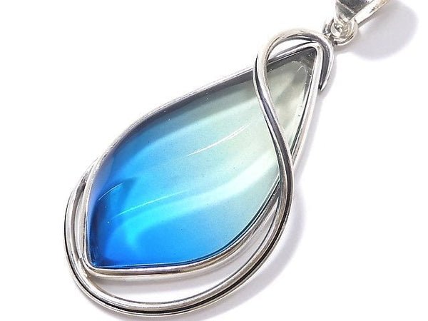 [Video][One of a kind] Blue color Amber Pendant Silver925 NO.77