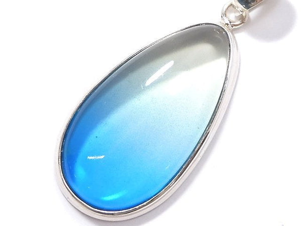 [Video][One of a kind] Blue color Amber Pendant Silver925 NO.78
