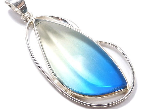 [Video][One of a kind] Blue color Amber Pendant Silver925 NO.79