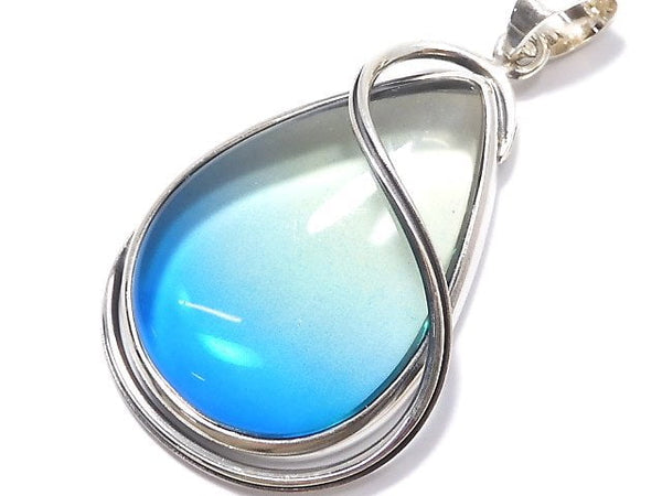 [Video][One of a kind] Blue color Amber Pendant Silver925 NO.81