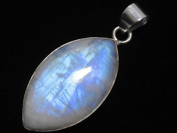 [Video][One of a kind] High Quality Rainbow Moonstone AA++ Pendant Silver925 NO.35