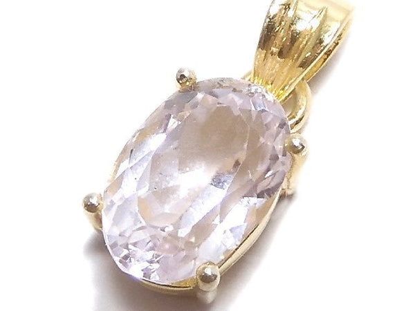[Video][One of a kind] High Quality Kunzite AAA Faceted Pendant 18KGP NO.16