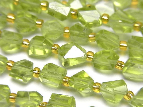 [Video]High Quality Peridot AAA- Faceted Nugget half or 1strand beads (aprx.7inch/18cm)