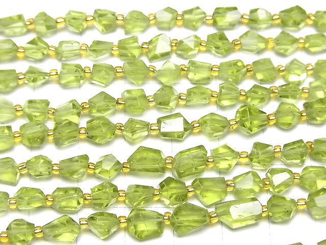 [Video]High Quality Peridot AAA- Faceted Nugget half or 1strand beads (aprx.7inch/18cm)