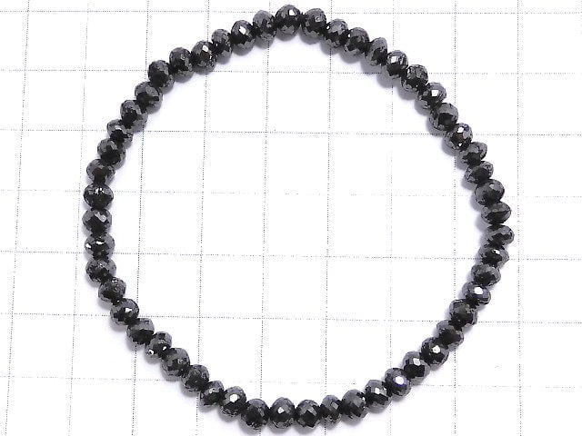 [Video] [One of a kind] [1mm hole] Black Diamond Faceted Button Roundel Bracelet NO.1