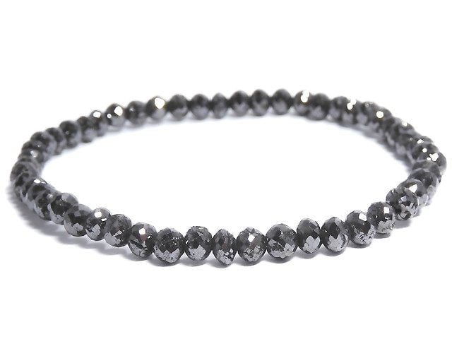 [Video] [One of a kind] [1mm hole] Black Diamond Faceted Button Roundel Bracelet NO.1