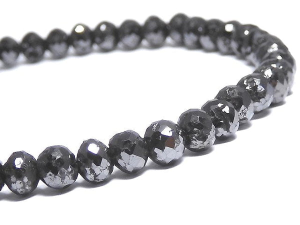 [Video] [One of a kind] [1mm hole] Black Diamond Faceted Button Roundel Bracelet NO.2