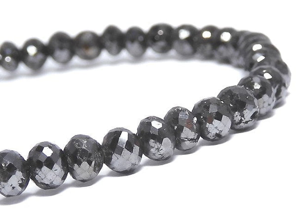 [Video] [One of a kind] [1mm hole] Black Diamond Faceted Button Roundel Bracelet NO.3