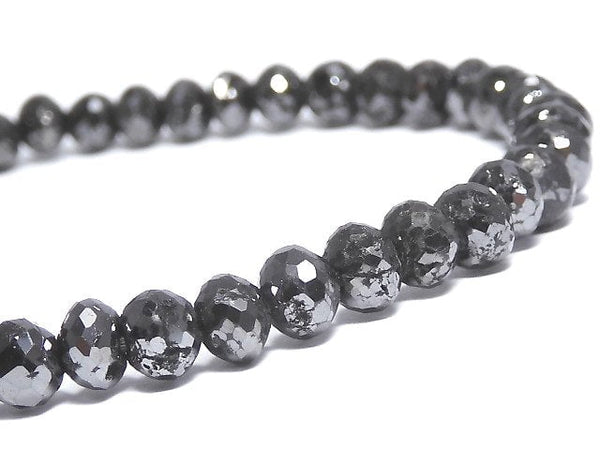 [Video] [One of a kind] [1mm hole] Black Diamond Faceted Button Roundel Bracelet NO.4