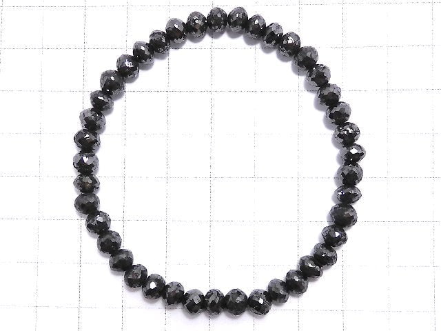 [Video] [One of a kind] [1mm hole] Black Diamond Faceted Button Roundel Bracelet NO.5