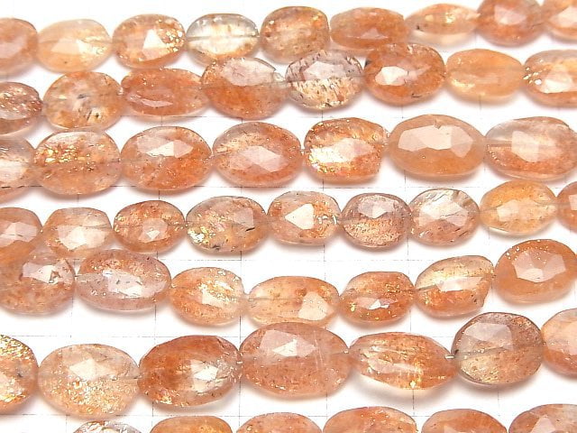 [Video]High Quality Sunstone AA++ Faceted Oval [Light color] 1strand beads (aprx.6inch/16cm)