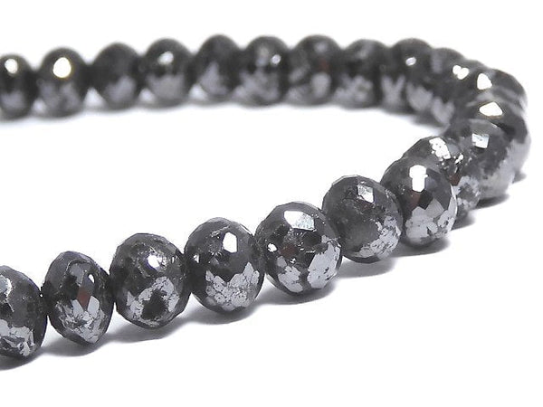 [Video] [One of a kind] [1mm hole] Black Diamond Faceted Button Roundel Bracelet NO.6