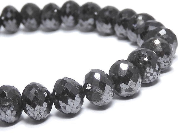 [Video] [One of a kind] [1mm hole] Black Diamond Faceted Button Roundel Bracelet NO.7