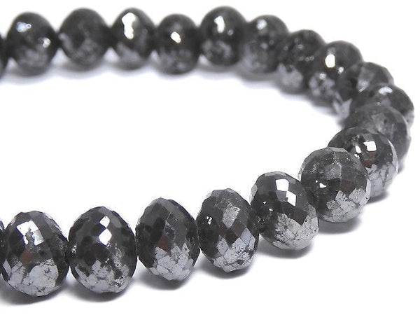 [Video] [One of a kind] [1mm hole] Black Diamond Faceted Button Roundel Bracelet NO.8
