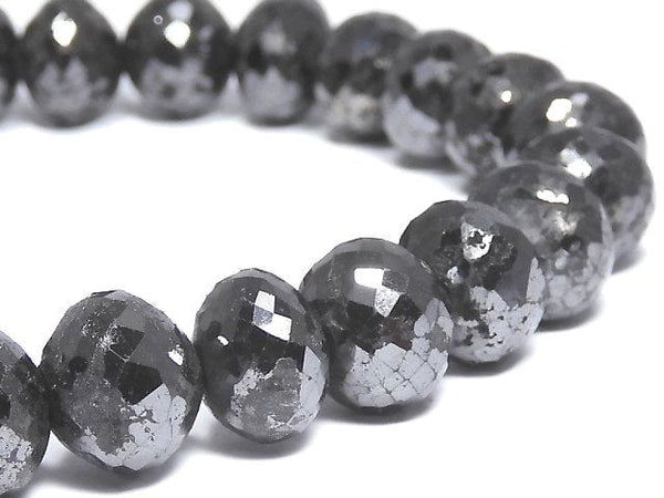 [Video] [One of a kind] [1mm hole] Black Diamond Faceted Button Roundel Bracelet NO.9