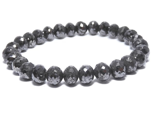 [Video] [One of a kind] [1mm hole] Black Diamond Faceted Button Roundel Bracelet NO.9