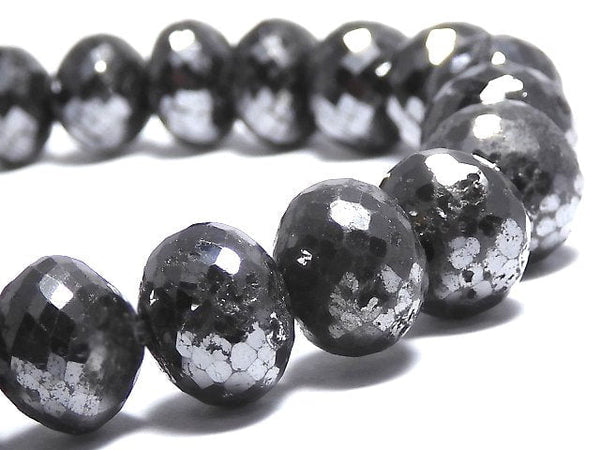 [Video] [One of a kind] [1mm hole] Black Diamond Faceted Button Roundel Bracelet NO.10