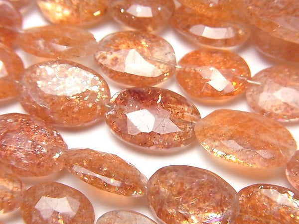 [Video]High Quality Sunstone AA++ Faceted Oval 1strand beads (aprx.6inch/16cm)