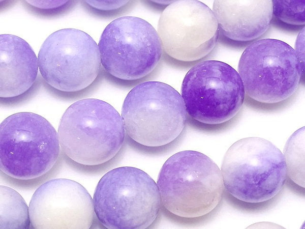 Purple & White Jade Round 10mm 1strand beads (aprx.15inch/36cm)